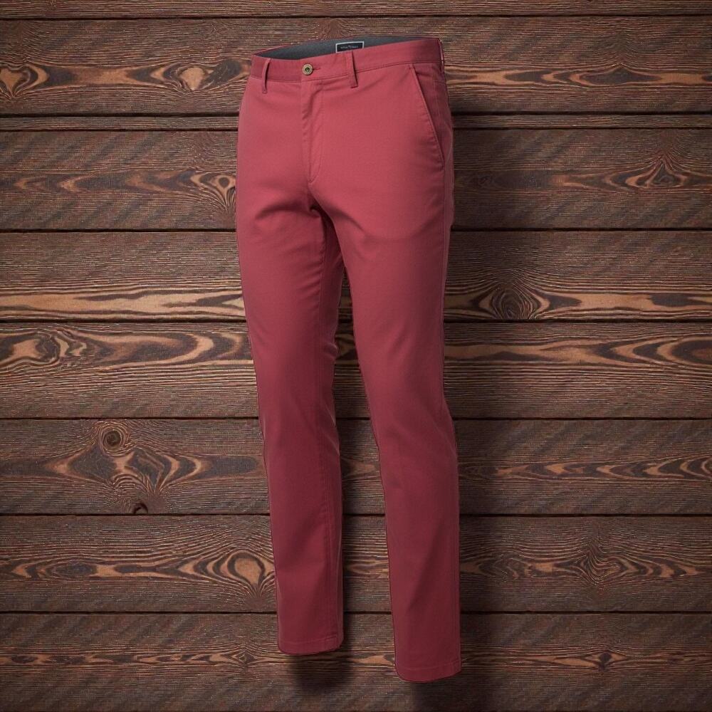 Club Room Men’s Chino Pants Burgundy Red Flat Front Size 38x32